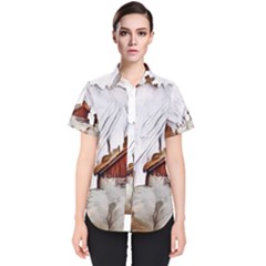 french coffee style abstract art Women s Short Sleeve Shirt