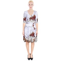 french coffee style abstract art Wrap Up Cocktail Dress