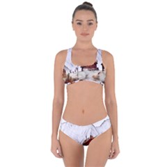 french coffee style abstract art Criss Cross Bikini Set