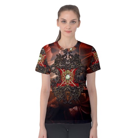 Wonderful Floral Design With Diamond Women s Cotton Tee by FantasyWorld7