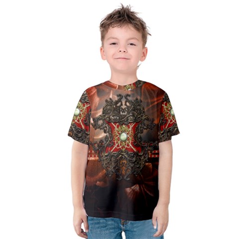 Wonderful Floral Design With Diamond Kids  Cotton Tee by FantasyWorld7