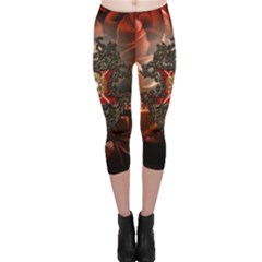 Wonderful Floral Design With Diamond Capri Leggings  by FantasyWorld7