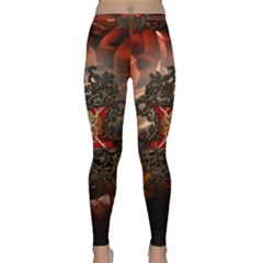 Wonderful Floral Design With Diamond Classic Yoga Leggings by FantasyWorld7