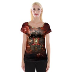 Wonderful Floral Design With Diamond Cap Sleeve Tops by FantasyWorld7