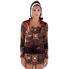 Wonderful Floral Design With Diamond Long Sleeve Hooded T-shirt by FantasyWorld7