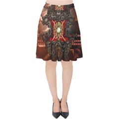 Wonderful Floral Design With Diamond Velvet High Waist Skirt by FantasyWorld7