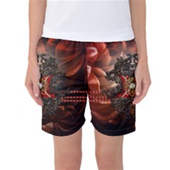 Wonderful Floral Design With Diamond Women s Basketball Shorts by FantasyWorld7