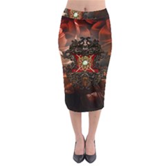 Wonderful Floral Design With Diamond Midi Pencil Skirt by FantasyWorld7