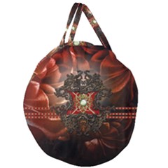 Wonderful Floral Design With Diamond Giant Round Zipper Tote by FantasyWorld7