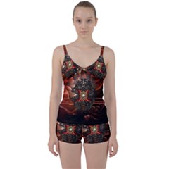 Wonderful Floral Design With Diamond Tie Front Two Piece Tankini by FantasyWorld7