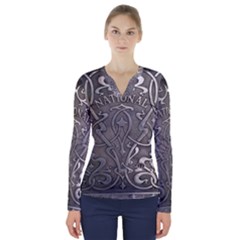 Art Nouveau Silver V-neck Long Sleeve Top by NouveauDesign