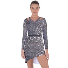 Art Nouveau Silver Asymmetric Cut-out Shift Dress by NouveauDesign