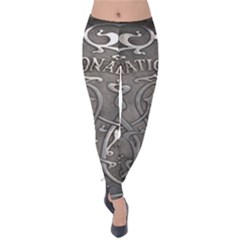 Art Nouveau Silver Velvet Leggings by NouveauDesign