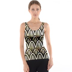 Art Deco Gold Black Shell Pattern Tank Top by NouveauDesign