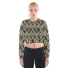 Art Deco Gold Black Shell Pattern Cropped Sweatshirt by NouveauDesign