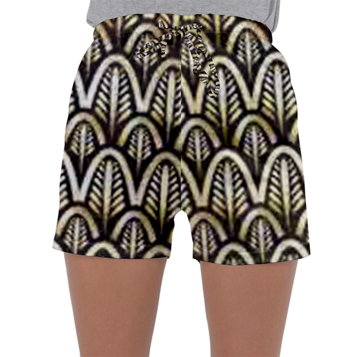 art deco gold black shell pattern Sleepwear Shorts