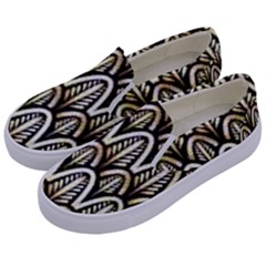 Art Deco Gold Black Shell Pattern Kids  Canvas Slip Ons by NouveauDesign