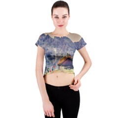 Impressionism Crew Neck Crop Top by NouveauDesign