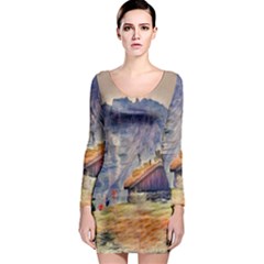 Impressionism Long Sleeve Bodycon Dress by NouveauDesign