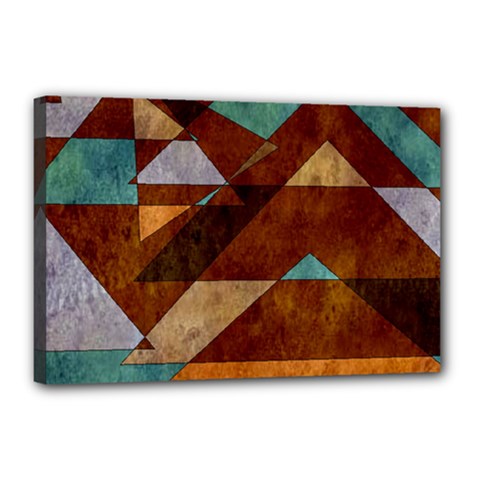 Turquoise And Bronze Triangle Design With Copper Canvas 18  X 12  by digitaldivadesigns