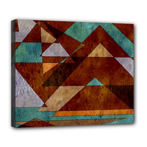 Turquoise And Bronze Triangle Design With Copper Deluxe Canvas 24  X 20   by digitaldivadesigns