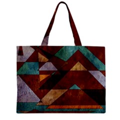 Turquoise And Bronze Triangle Design With Copper Zipper Mini Tote Bag by digitaldivadesigns