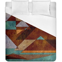 Turquoise And Bronze Triangle Design With Copper Duvet Cover (california King Size) by digitaldivadesigns