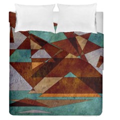 Turquoise And Bronze Triangle Design With Copper Duvet Cover Double Side (queen Size) by digitaldivadesigns