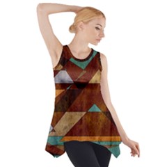 Turquoise And Bronze Triangle Design With Copper Side Drop Tank Tunic by digitaldivadesigns