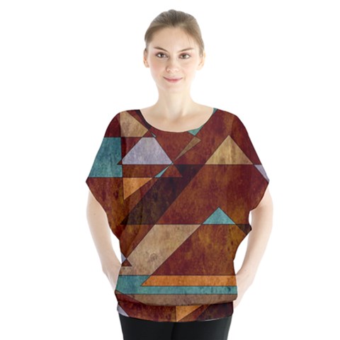 Turquoise And Bronze Triangle Design With Copper Blouse by digitaldivadesigns