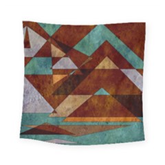 Turquoise And Bronze Triangle Design With Copper Square Tapestry (small) by digitaldivadesigns