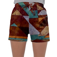 Turquoise And Bronze Triangle Design With Copper Sleepwear Shorts by digitaldivadesigns