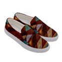 Turquoise and Bronze Triangle Design with Copper Women s Canvas Slip Ons View3