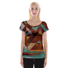 Turquoise And Bronze Triangle Design With Copper Cap Sleeve Tops by digitaldivadesigns