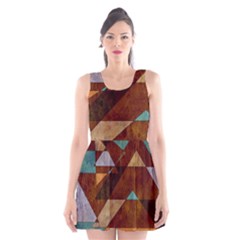 Turquoise And Bronze Triangle Design With Copper Scoop Neck Skater Dress by digitaldivadesigns