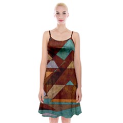 Turquoise And Bronze Triangle Design With Copper Spaghetti Strap Velvet Dress by digitaldivadesigns