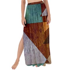 Turquoise And Bronze Triangle Design With Copper Maxi Chiffon Tie-up Sarong by digitaldivadesigns