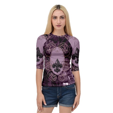 Soft Violett Floral Design Quarter Sleeve Raglan Tee by FantasyWorld7