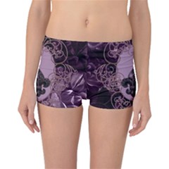 Soft Violett Floral Design Boyleg Bikini Bottoms by FantasyWorld7