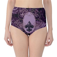 Soft Violett Floral Design High-waist Bikini Bottoms by FantasyWorld7