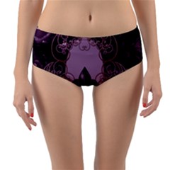 Soft Violett Floral Design Reversible Mid-waist Bikini Bottoms by FantasyWorld7