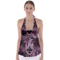 Soft Violett Floral Design Babydoll Tankini Top View1