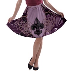 Soft Violett Floral Design A-line Skater Skirt by FantasyWorld7