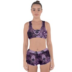 Soft Violett Floral Design Racerback Boyleg Bikini Set by FantasyWorld7