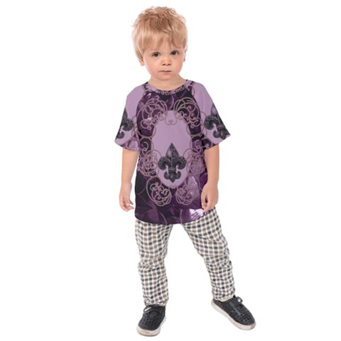 Soft Violett Floral Design Kids Raglan Tee by FantasyWorld7