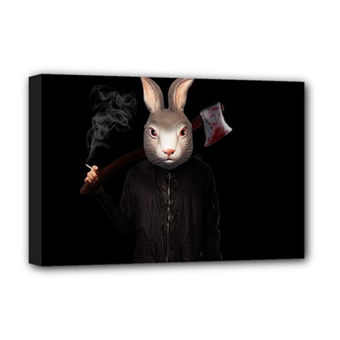 Evil Rabbit Deluxe Canvas 18  X 12   by Valentinaart