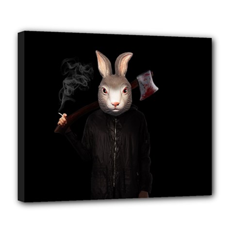 Evil Rabbit Deluxe Canvas 24  X 20   by Valentinaart