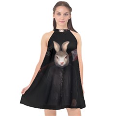 Evil Rabbit Halter Neckline Chiffon Dress  by Valentinaart