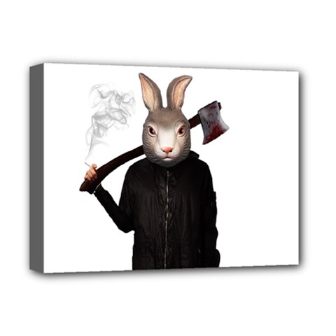 Evil Rabbit Deluxe Canvas 16  X 12   by Valentinaart