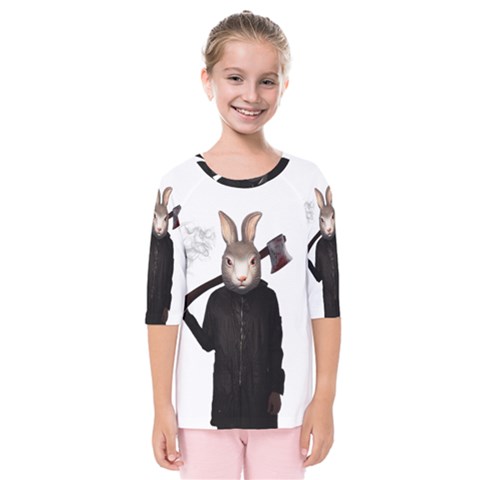 Evil Rabbit Kids  Quarter Sleeve Raglan Tee by Valentinaart